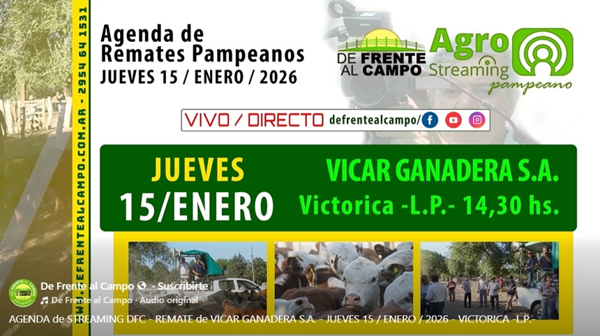 Vicar Ganadera S.A. | Victorica | Próximo Remate Feria el jueves 15 de enero de 2026
