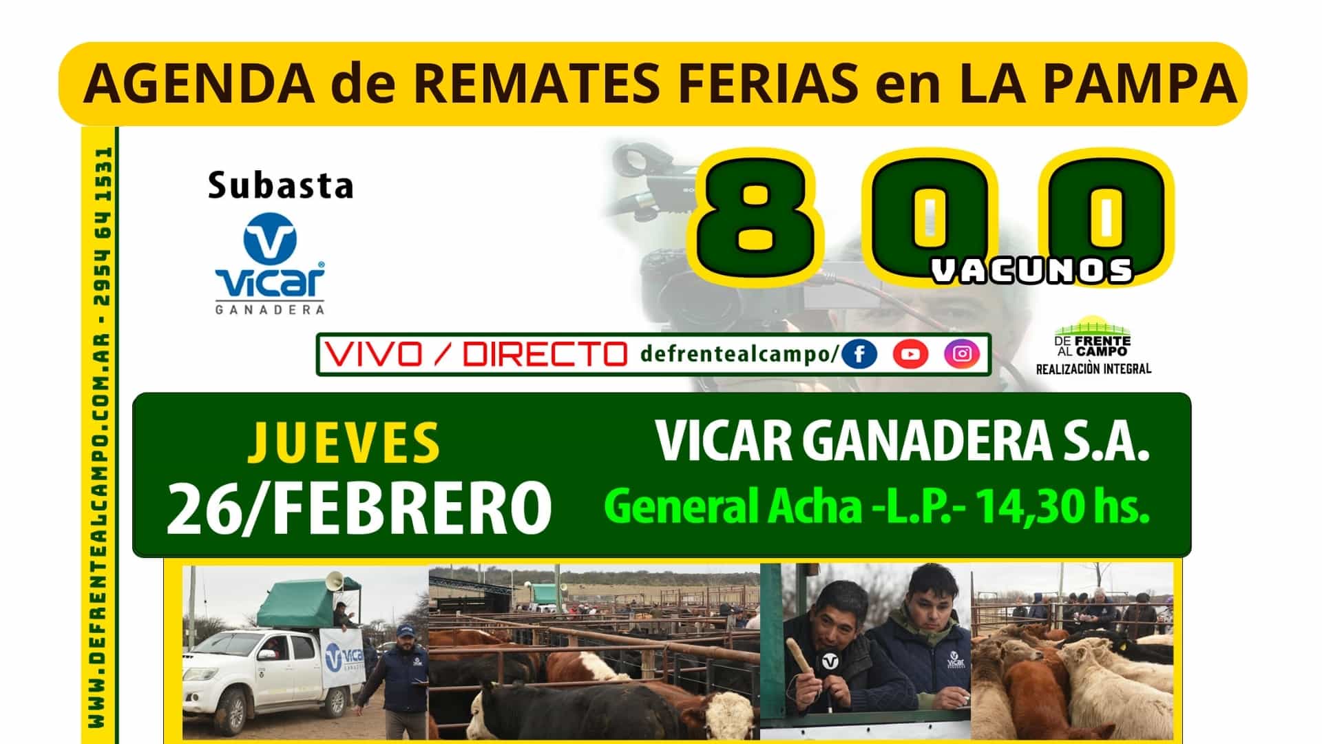 Vicar Ganadera S.A. | General Acha | Próximo Remate Feria el jueves 26 de febrero de 2026