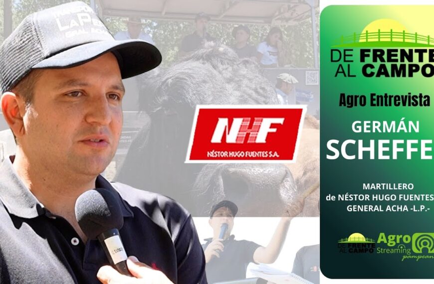 Germán Scheffer durante una entrevista en De Frente al Campo en el marco de un remate de Néstor Hugo Fuentes S.A.