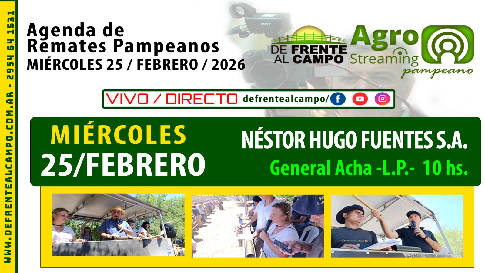 Remate feria Néstor Hugo Fuentes en General Acha, La Pampa, miércoles 25 de febrero de 2026, transmisión en vivo