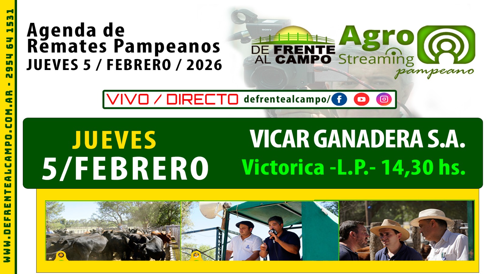 Remate feria Vicar Ganadera en Victorica La Pampa, 5 de febrero 2026, subasta de 2.100 vacunos en vivo