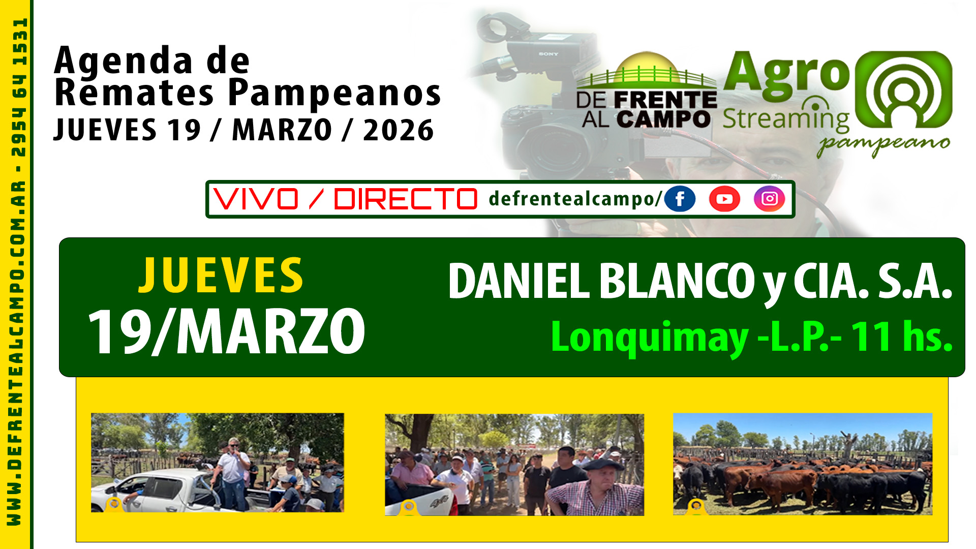 Remate feria Daniel Blanco en Lonquimay La Pampa 19 marzo 2026 a las 11 hs con transmisión en vivo