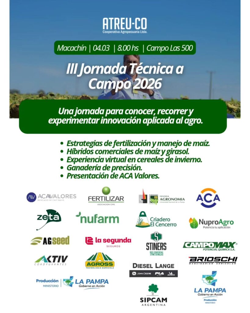 III Jornada Técnica a Campo 2026 en Macachín con innovación agropecuaria
