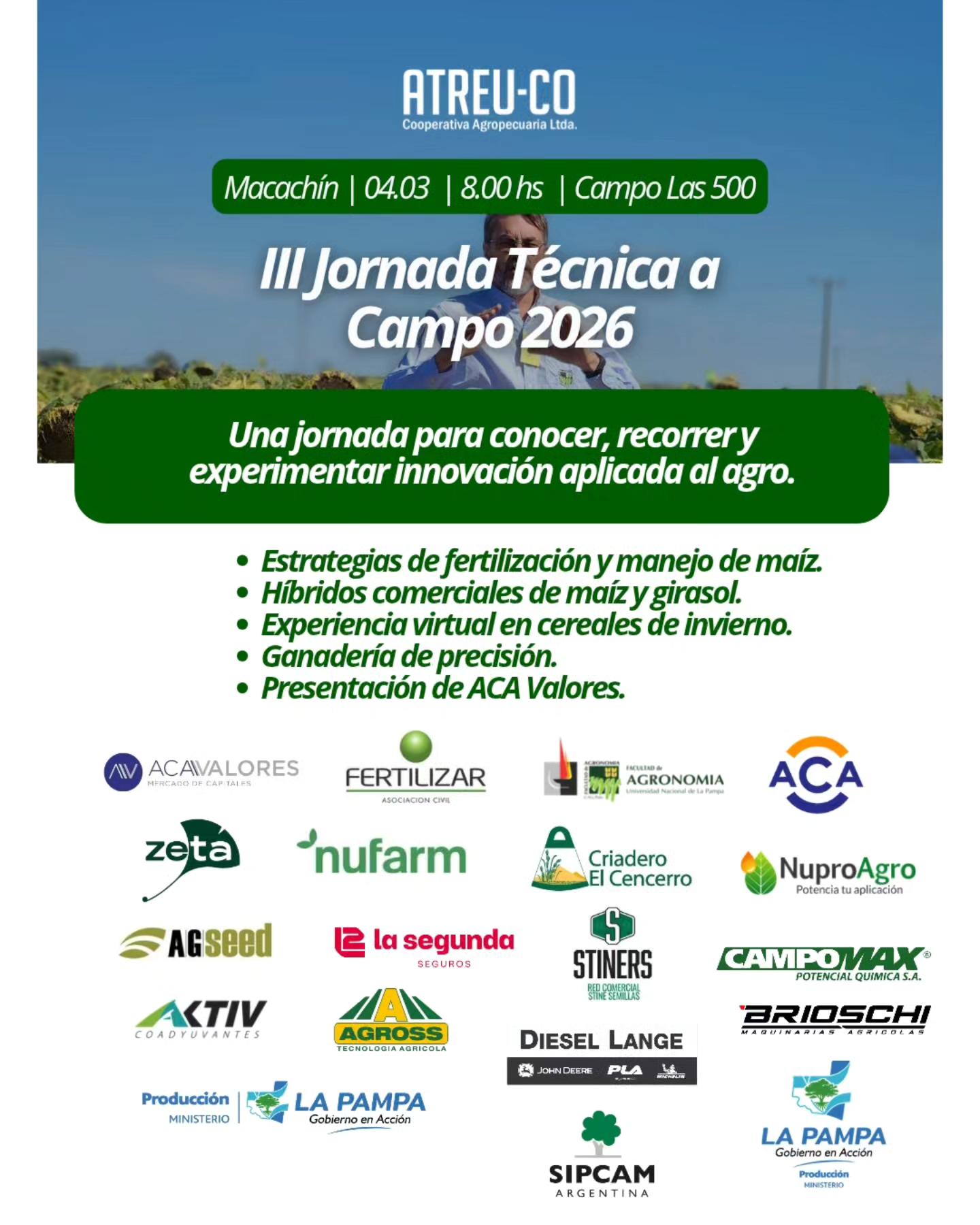 III Jornada Técnica a Campo 2026 en Macachín con innovación agropecuaria