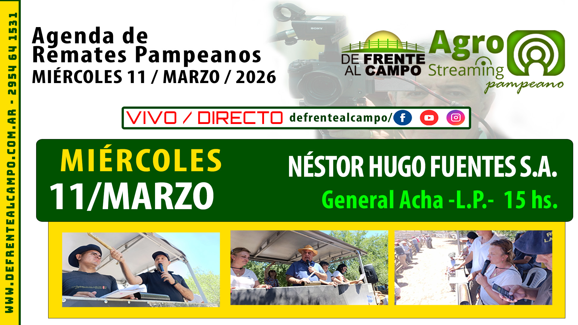 Remate feria Néstor Hugo Fuentes General Acha 11 marzo 2026 streaming en vivo